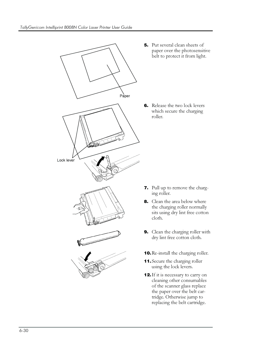 HP 8008N manual Release the two lock levers which secure the charging roller 