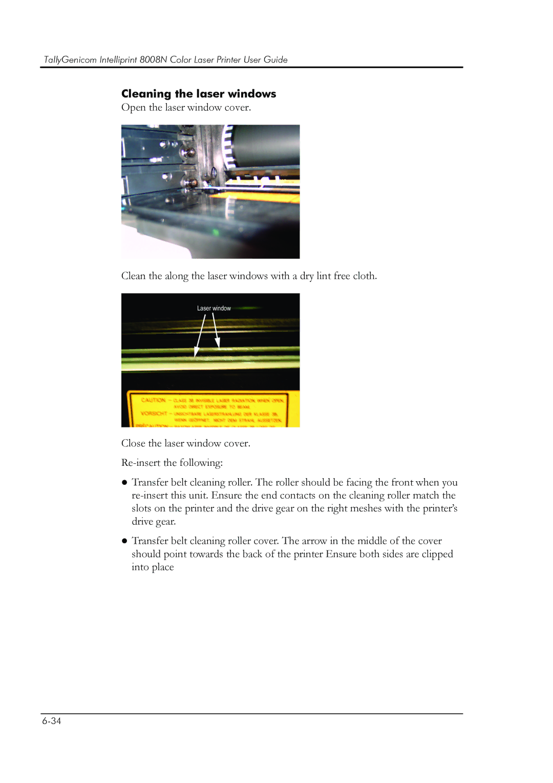 HP 8008N manual Cleaning the laser windows 