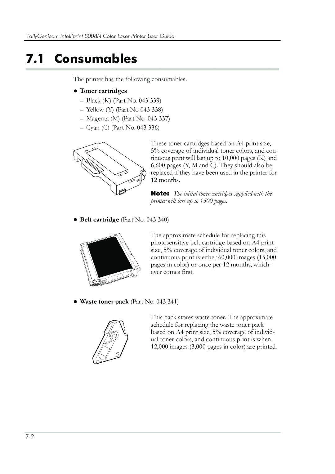 HP 8008N manual Consumables, Toner cartridges 