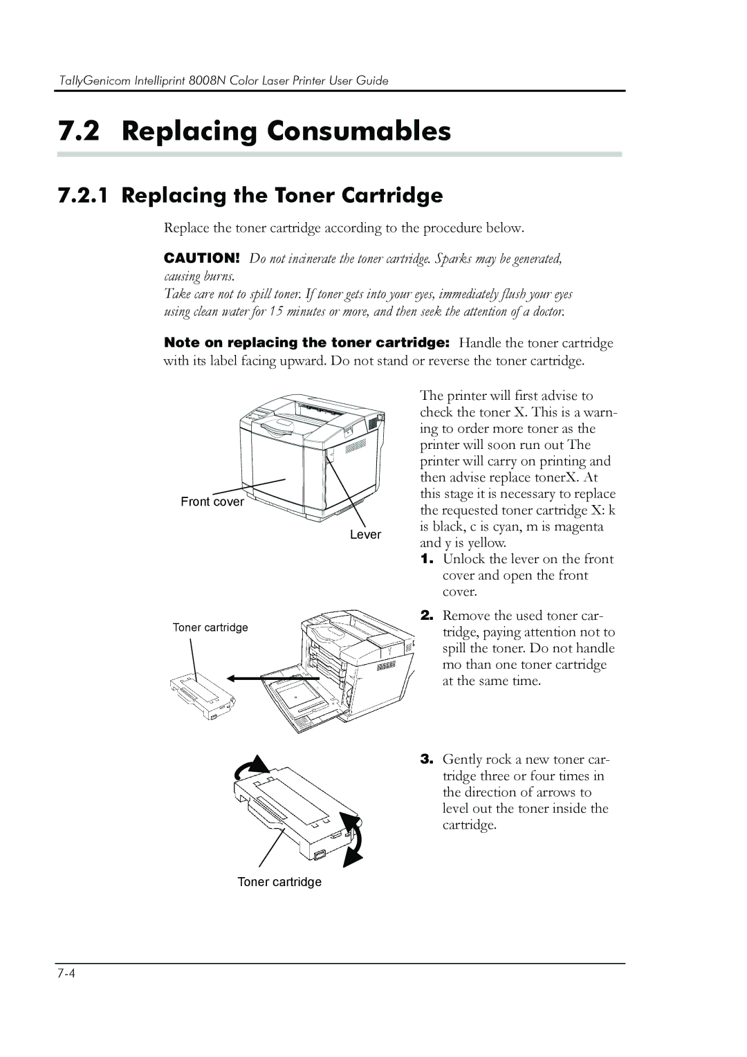 HP 8008N manual Replacing Consumables, Replacing the Toner Cartridge 