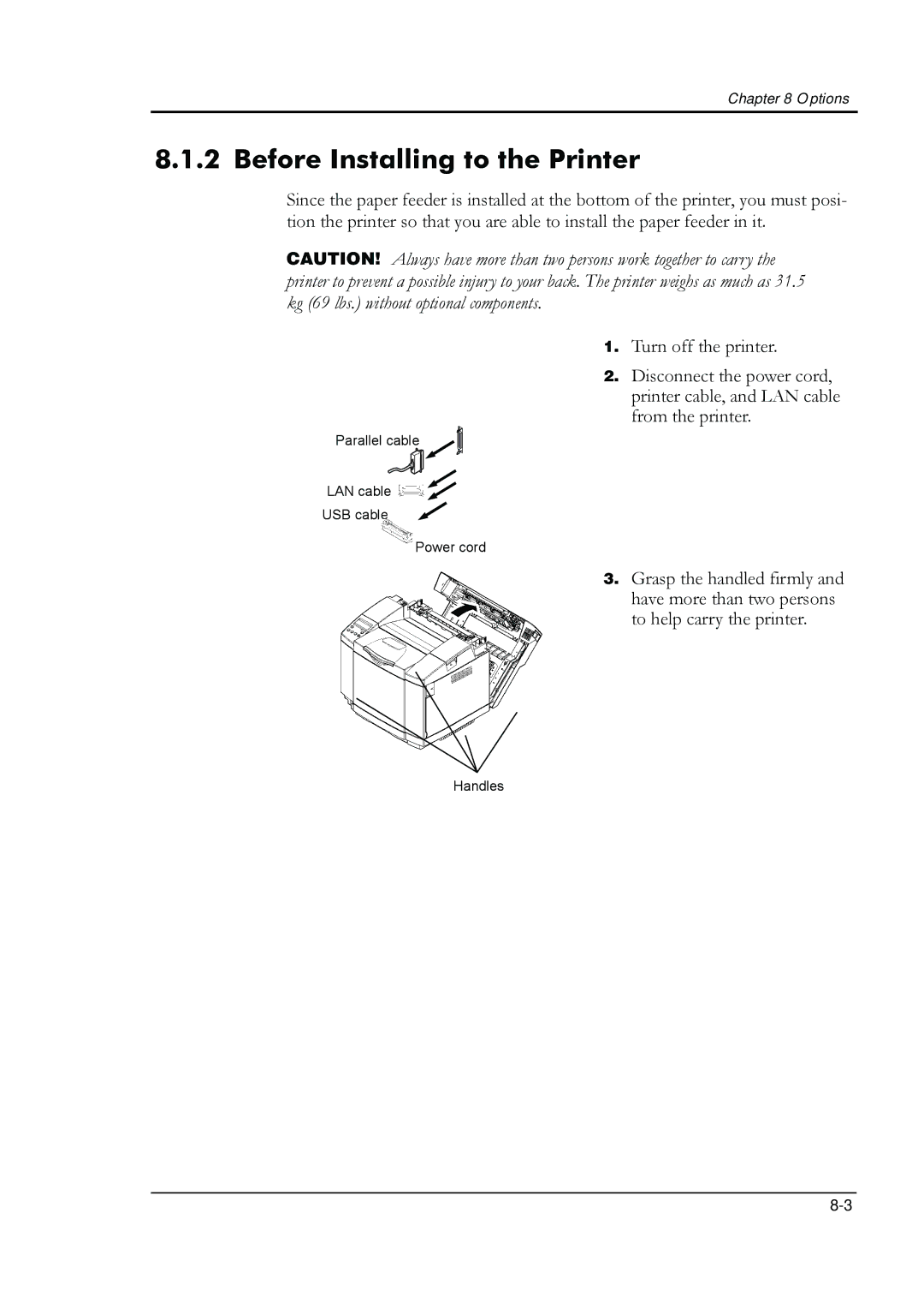 HP 8008N manual Before Installing to the Printer 