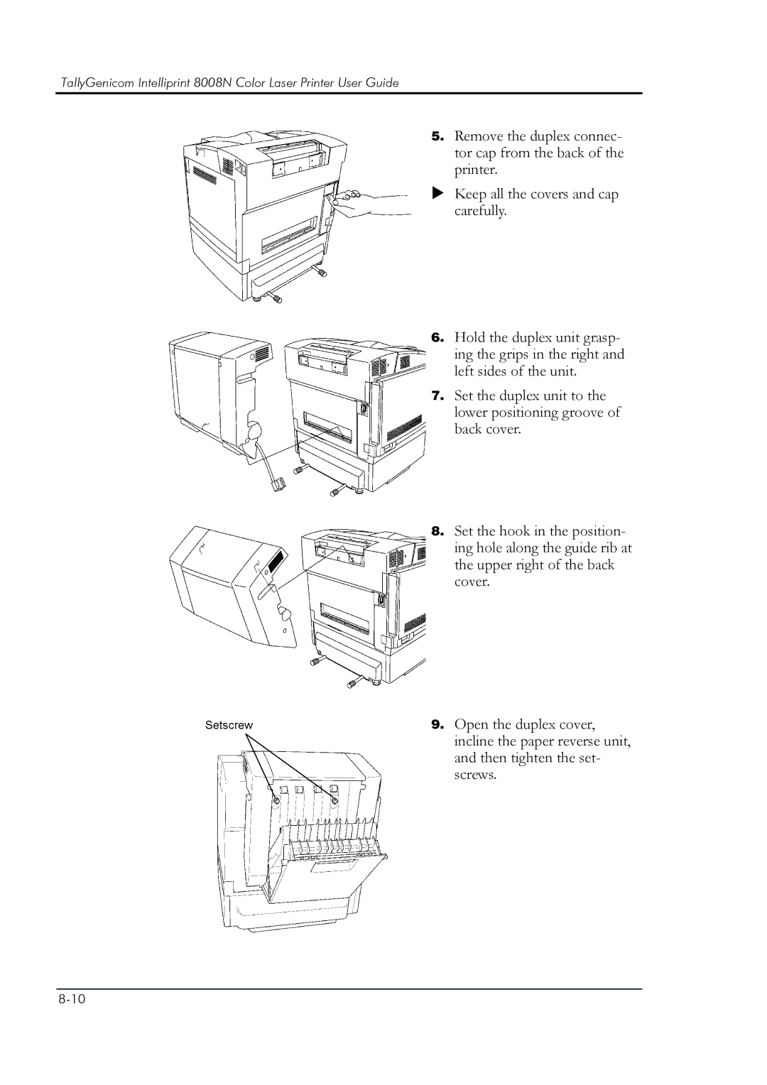 HP 8008N manual Then tighten the set 