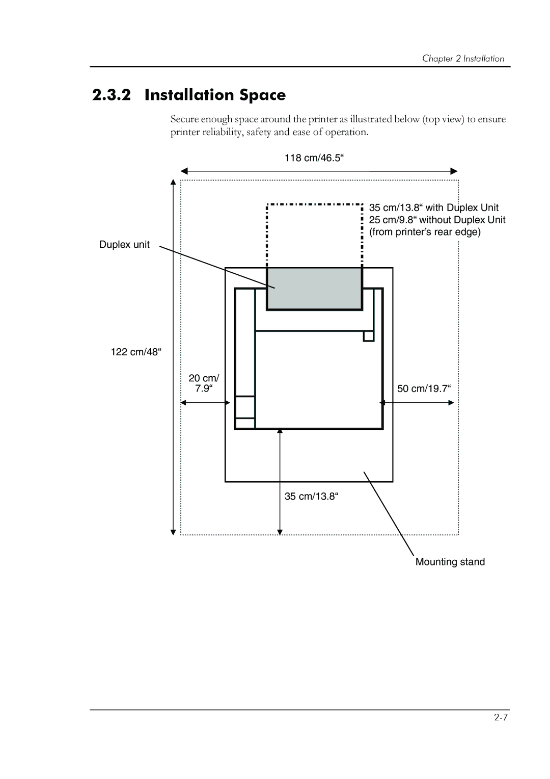 HP 8008N manual Installation Space 