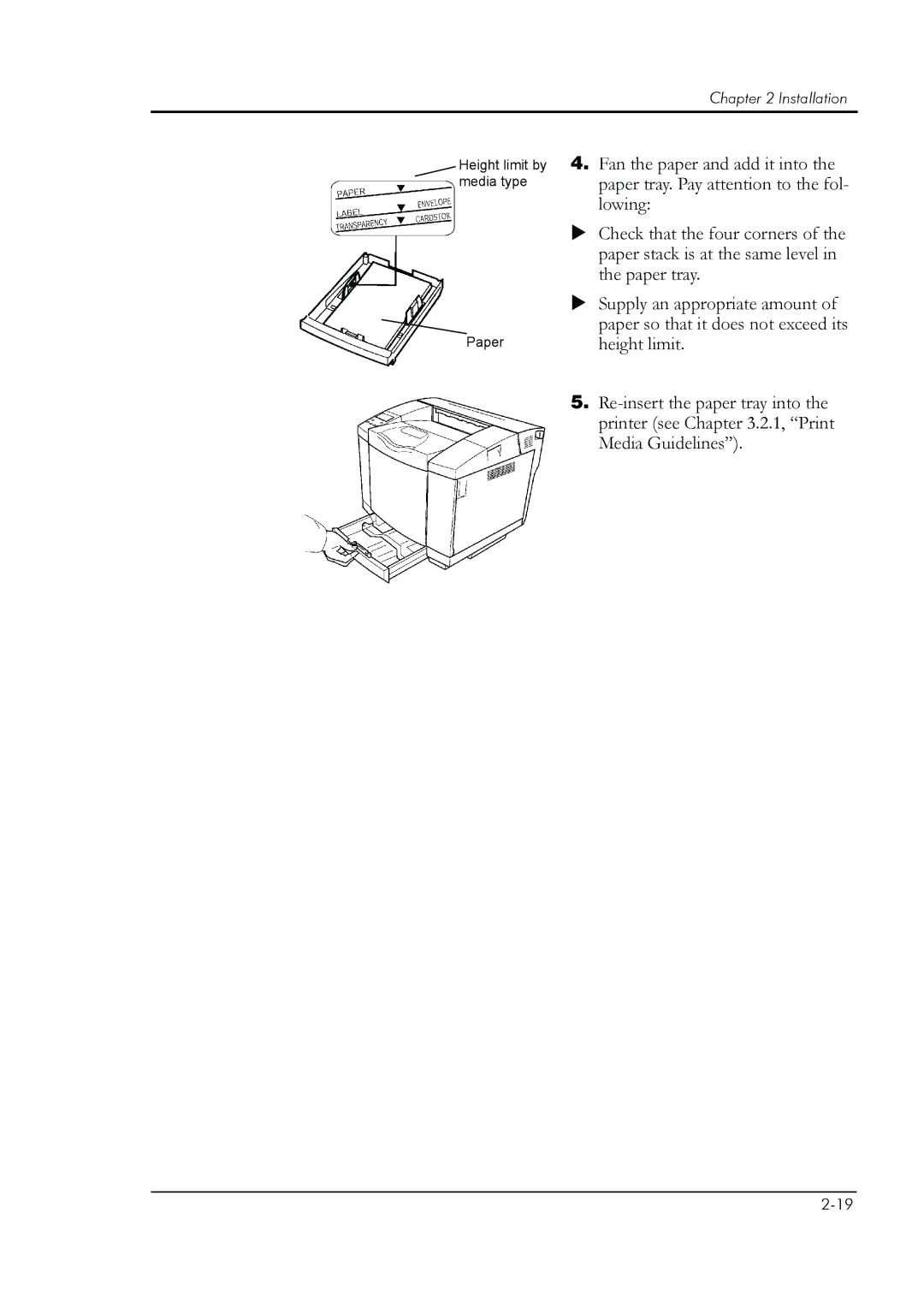 HP 8008N manual Height limit by media type Paper 