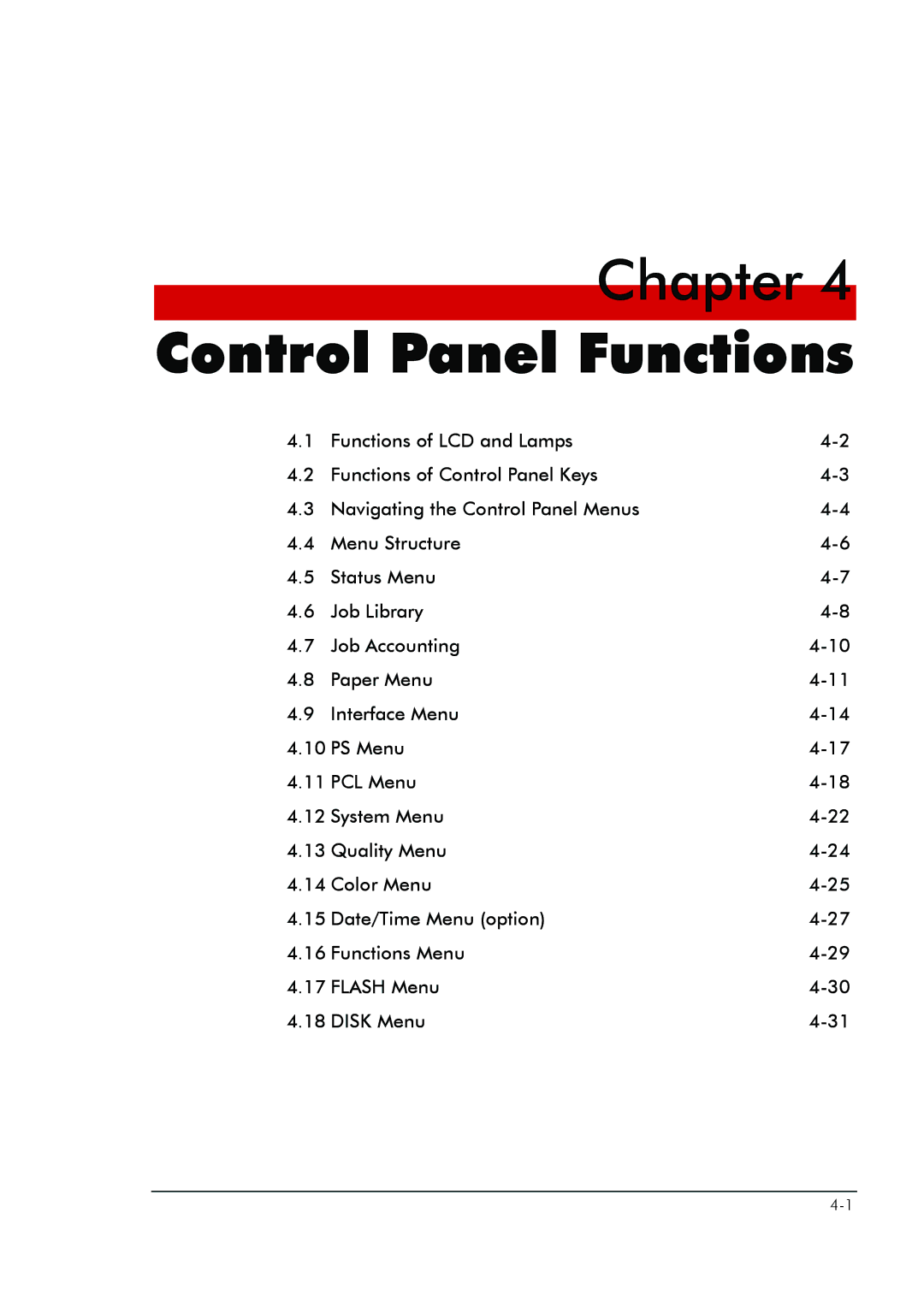 HP 8008N manual Control Panel Functions 