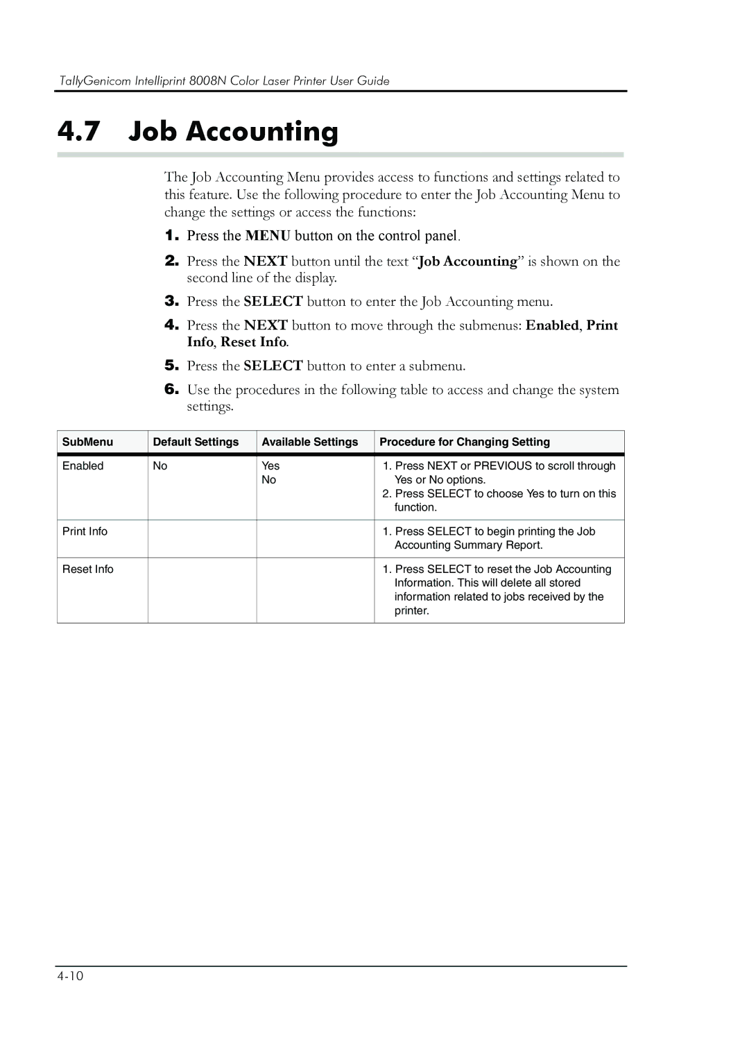 HP 8008N manual Job Accounting 