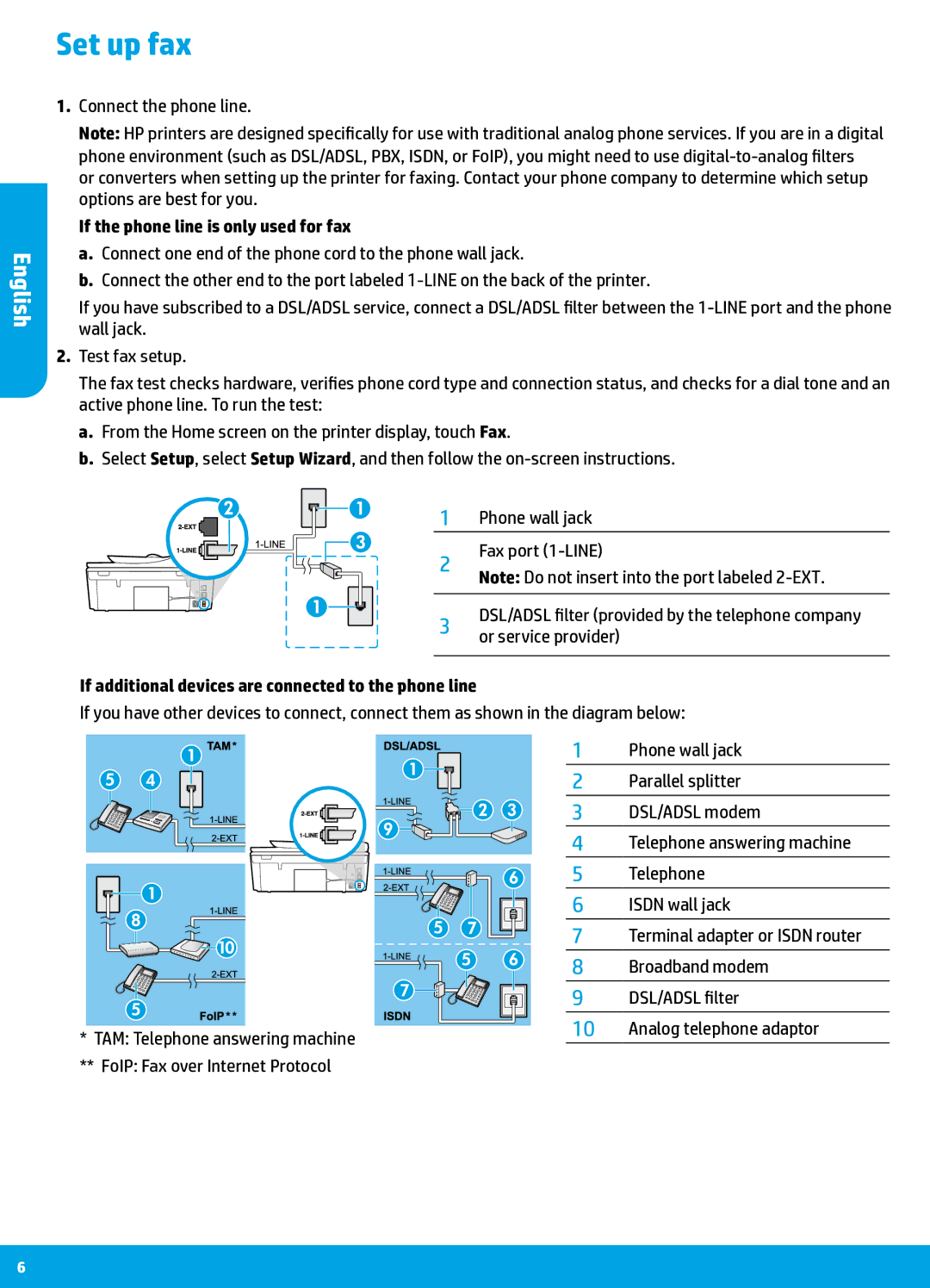 HP 8040 with Neat manual Set up fax, If the phone line is only used for fax 