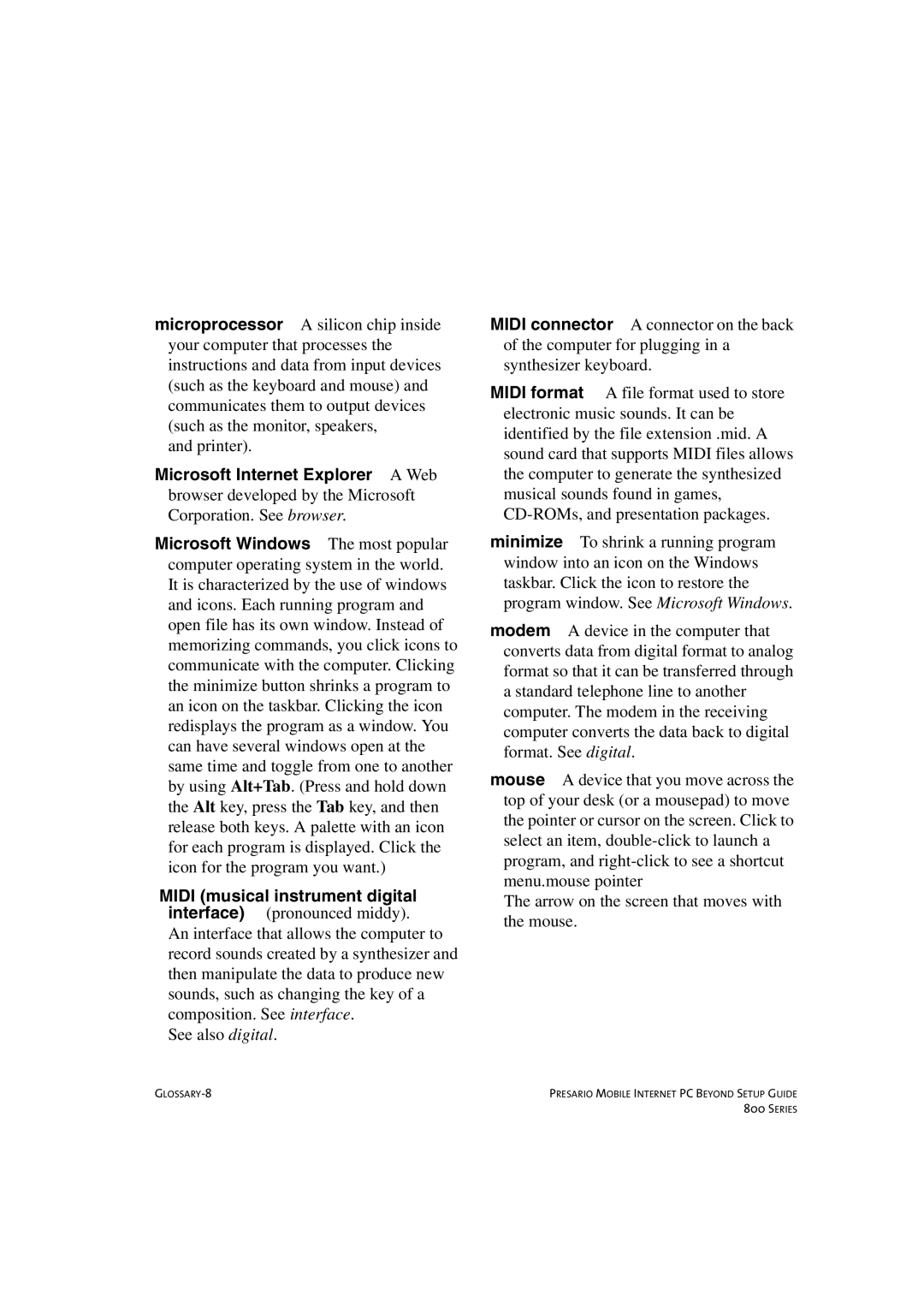 HP 80XL458 manual GLOSSARY-8 