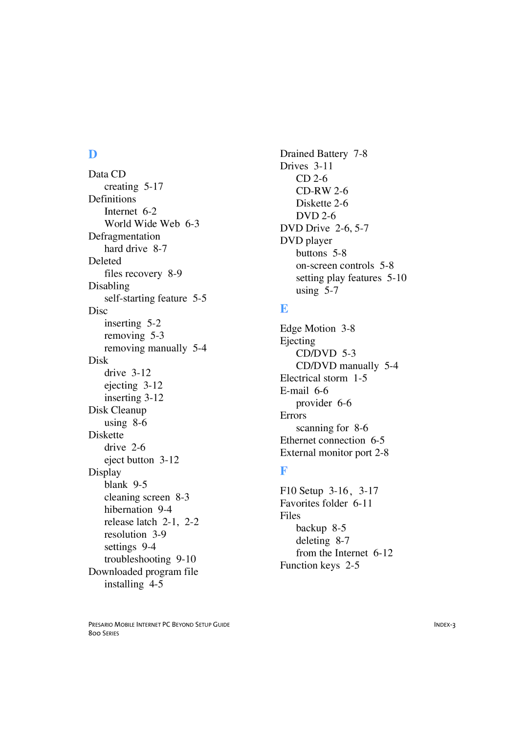 HP 80XL458 manual INDEX-3 