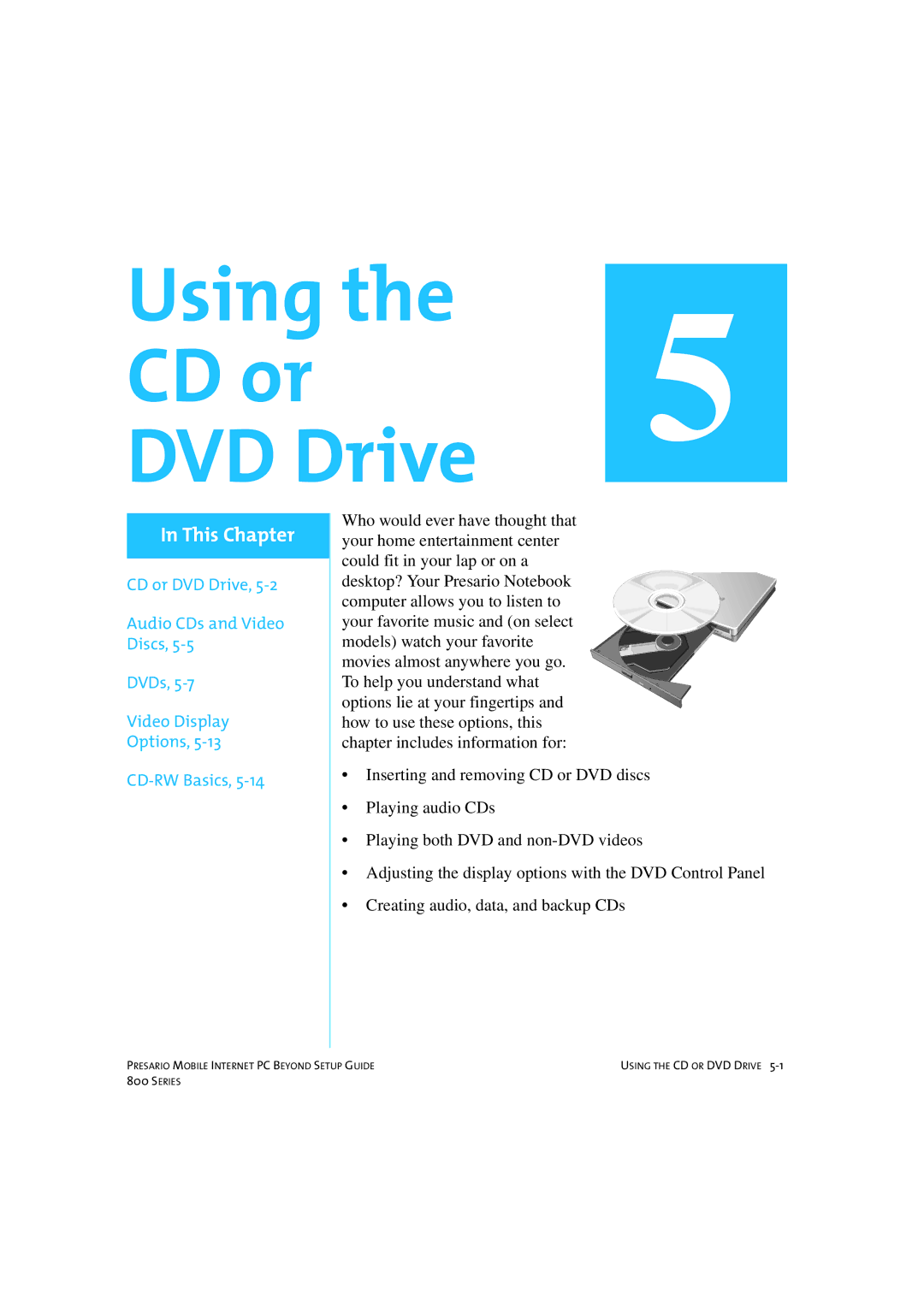 HP 80XL458 manual Using the CD or DVD Drive 