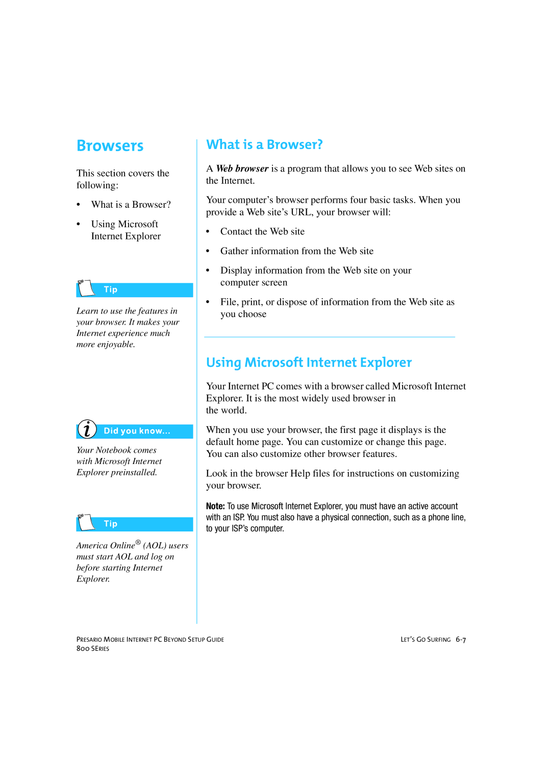 HP 80XL458 manual Browsers, What is a Browser?, Using Microsoft Internet Explorer 