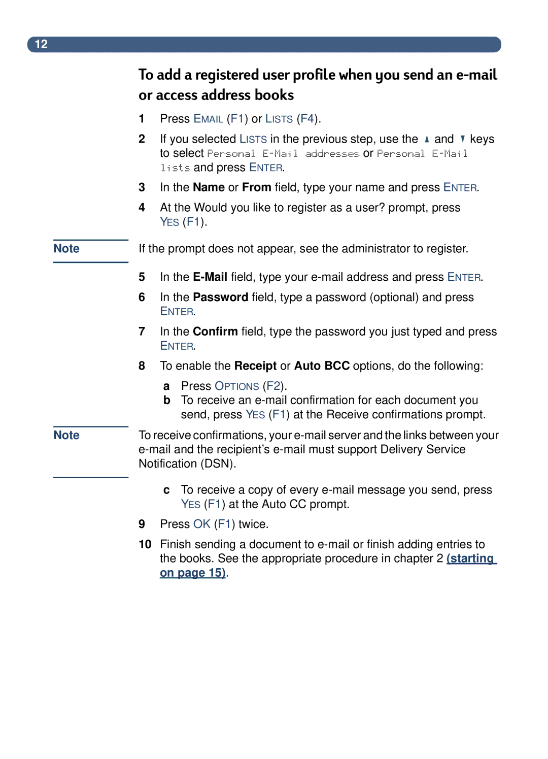 HP 8100C manual Press Email F1 or Lists F4 