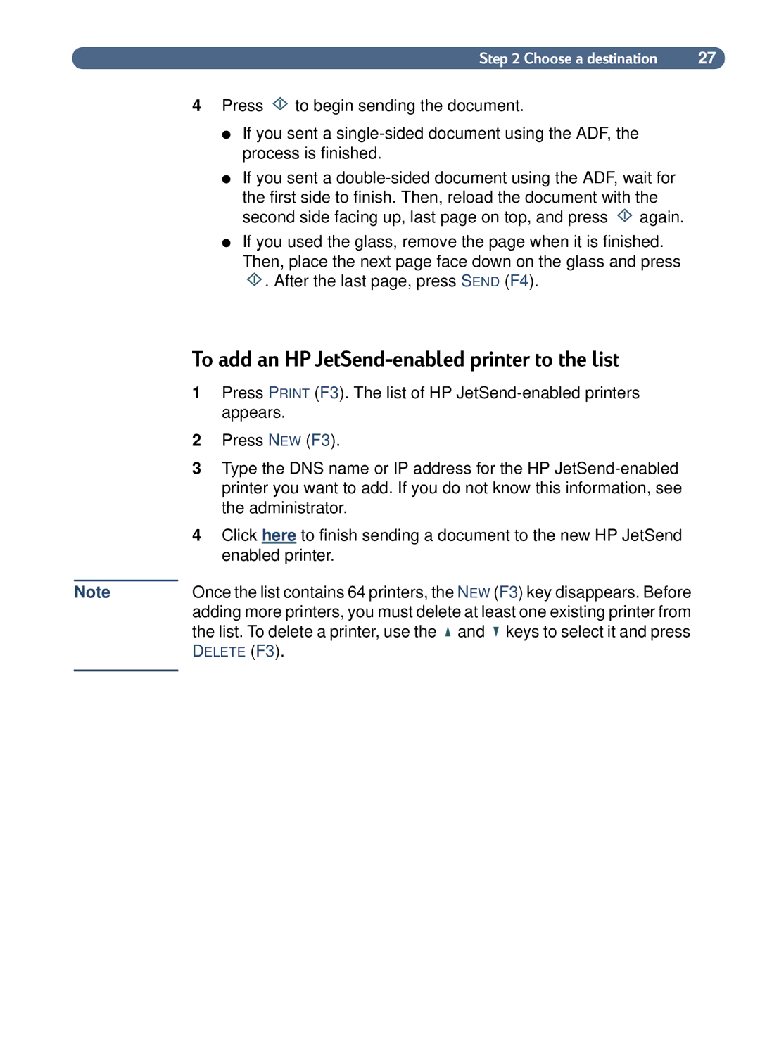 HP 8100C manual To add an HP JetSend-enabled printer to the list 