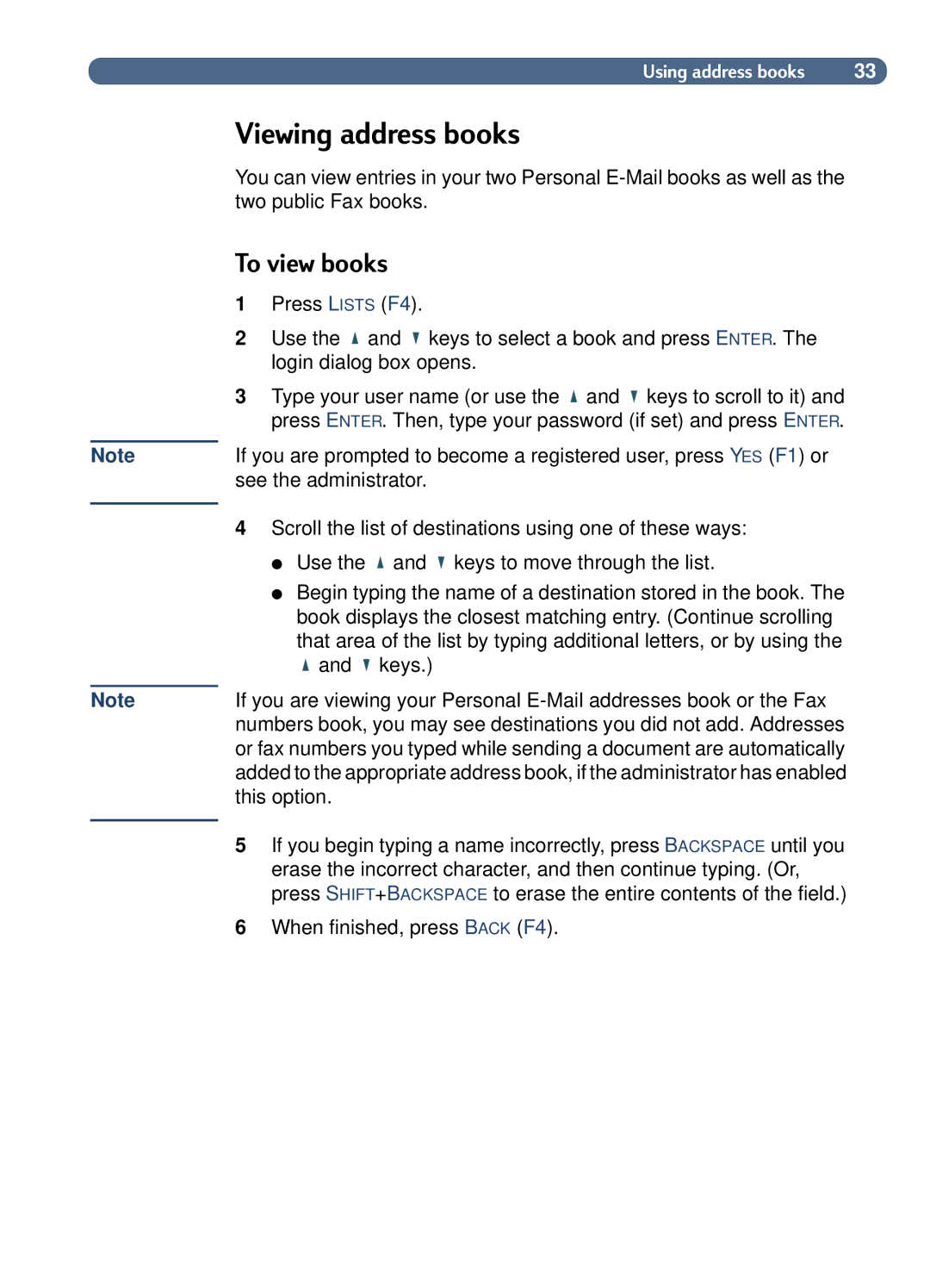 HP 8100C manual Viewing address books, To view books 