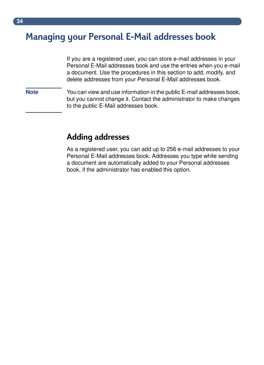 HP 8100C manual Managing your Personal E-Mail addresses book, Adding addresses 