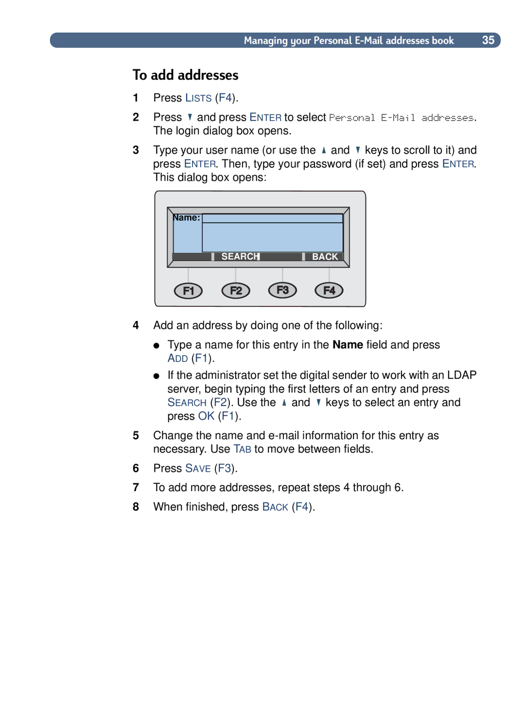 HP 8100C manual To add addresses 