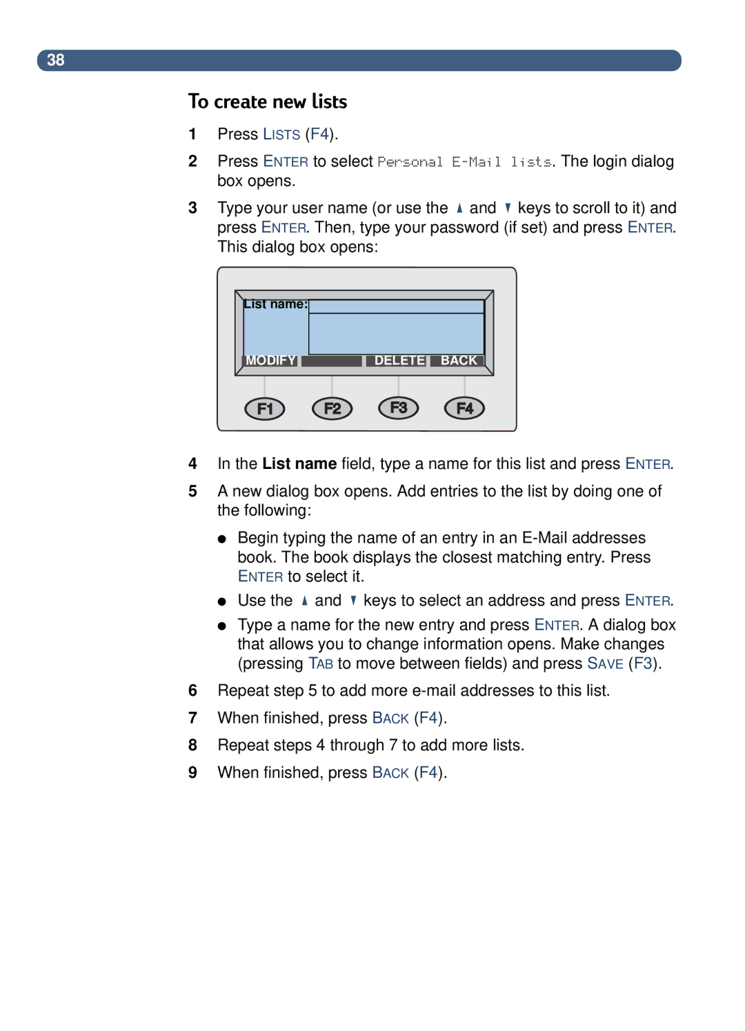 HP 8100C manual To create new lists 