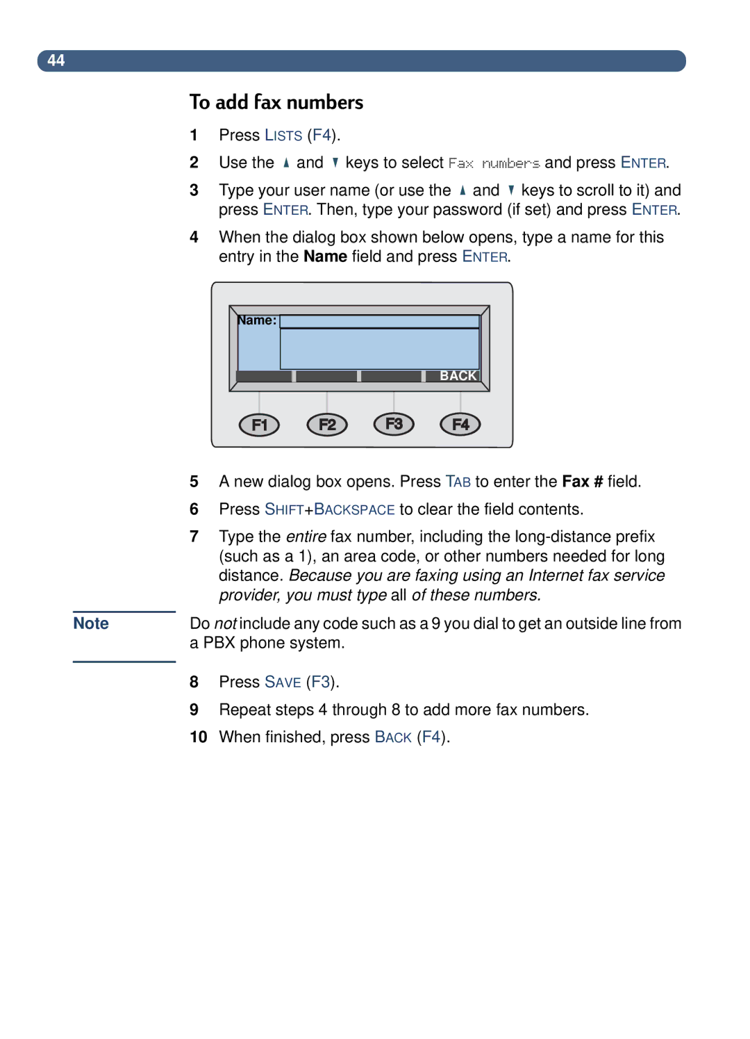 HP 8100C manual To add fax numbers 