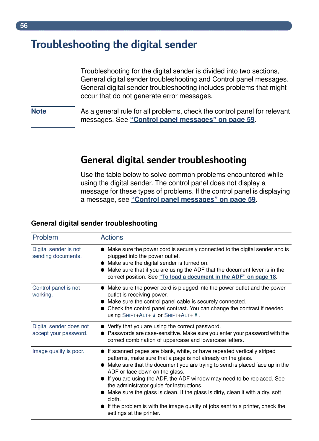 HP 8100C manual Troubleshooting the digital sender, General digital sender troubleshooting 