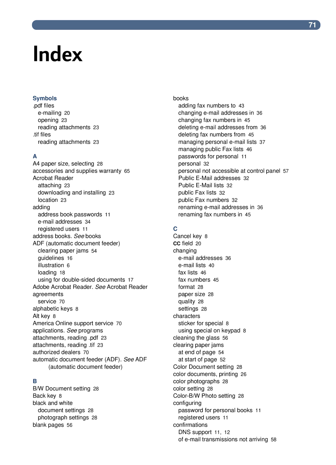 HP 8100C manual Index 