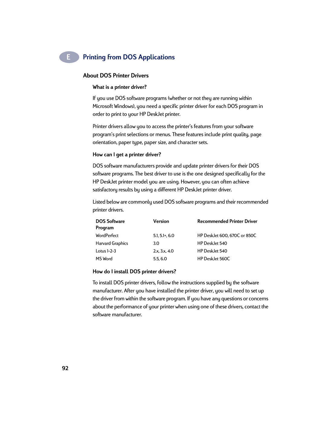 HP 810C, 830C manual About DOS Printer Drivers, What is a printer driver?, How can I get a printer driver? 