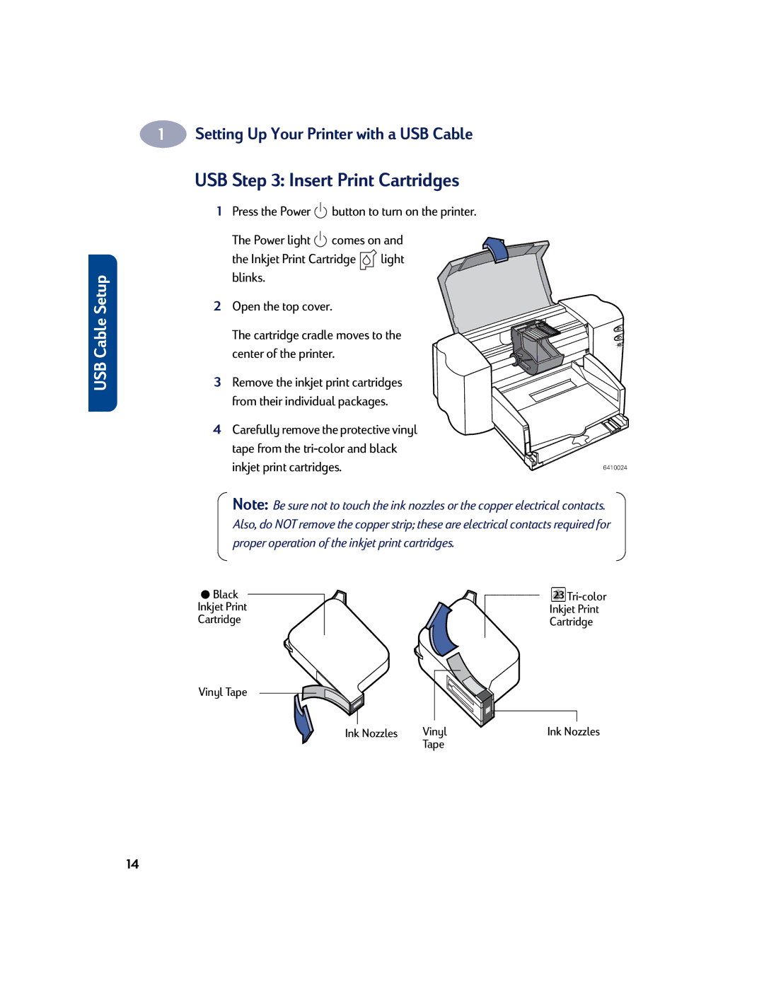 HP 810C, 830C manual USB Insert Print Cartridges 