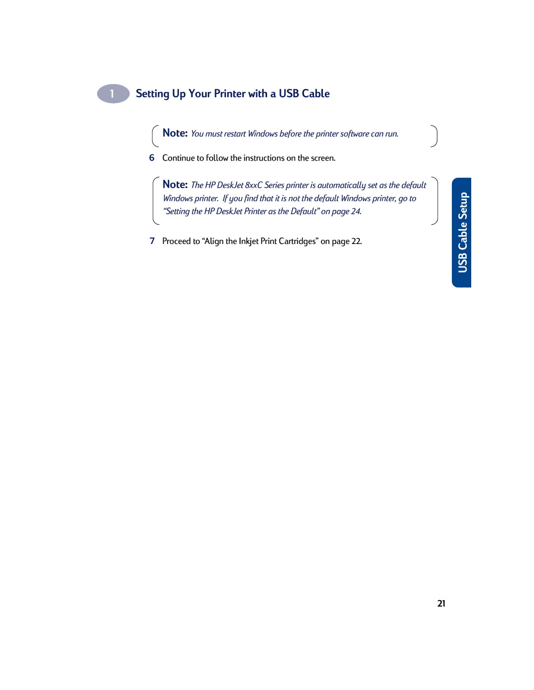 HP 830C, 810C manual Setting Up Your Printer with a USB Cable 