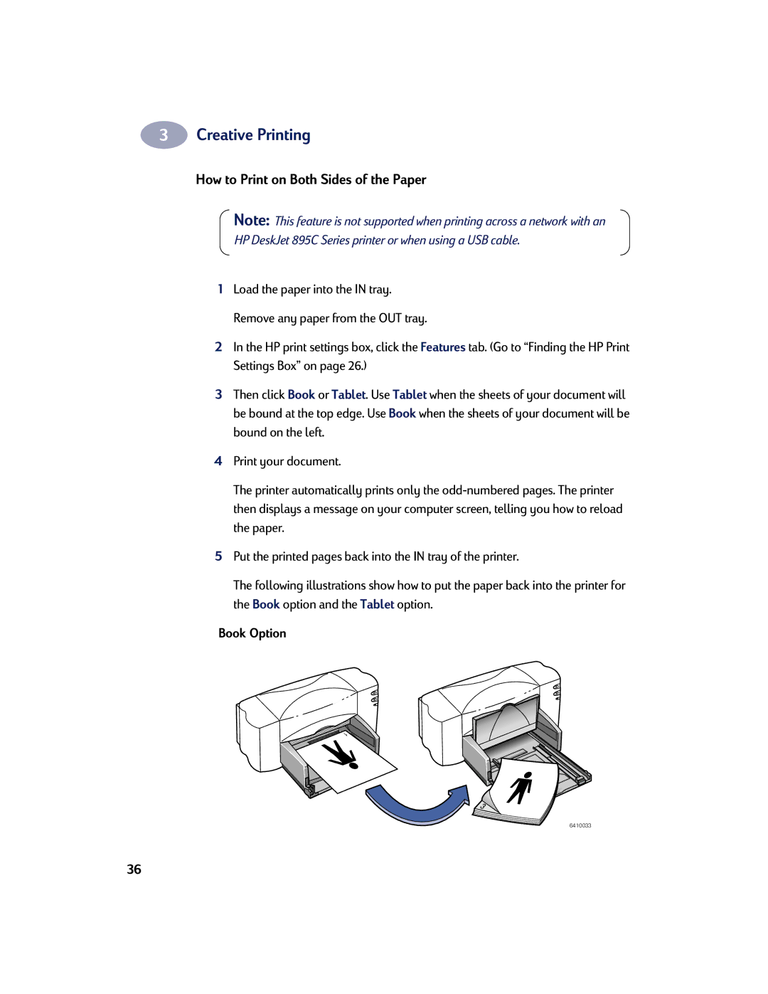 HP 810C, 830C manual How to Print on Both Sides of the Paper, Book Option 