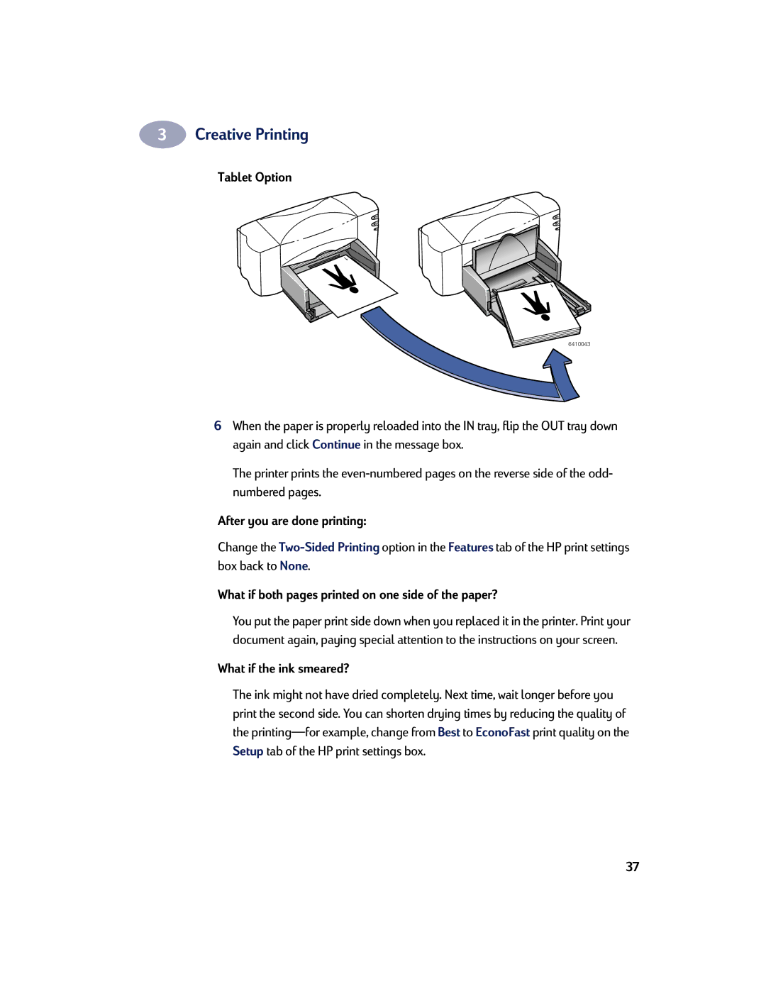 HP 830C, 810C manual Tablet Option, What if both pages printed on one side of the paper?, What if the ink smeared? 