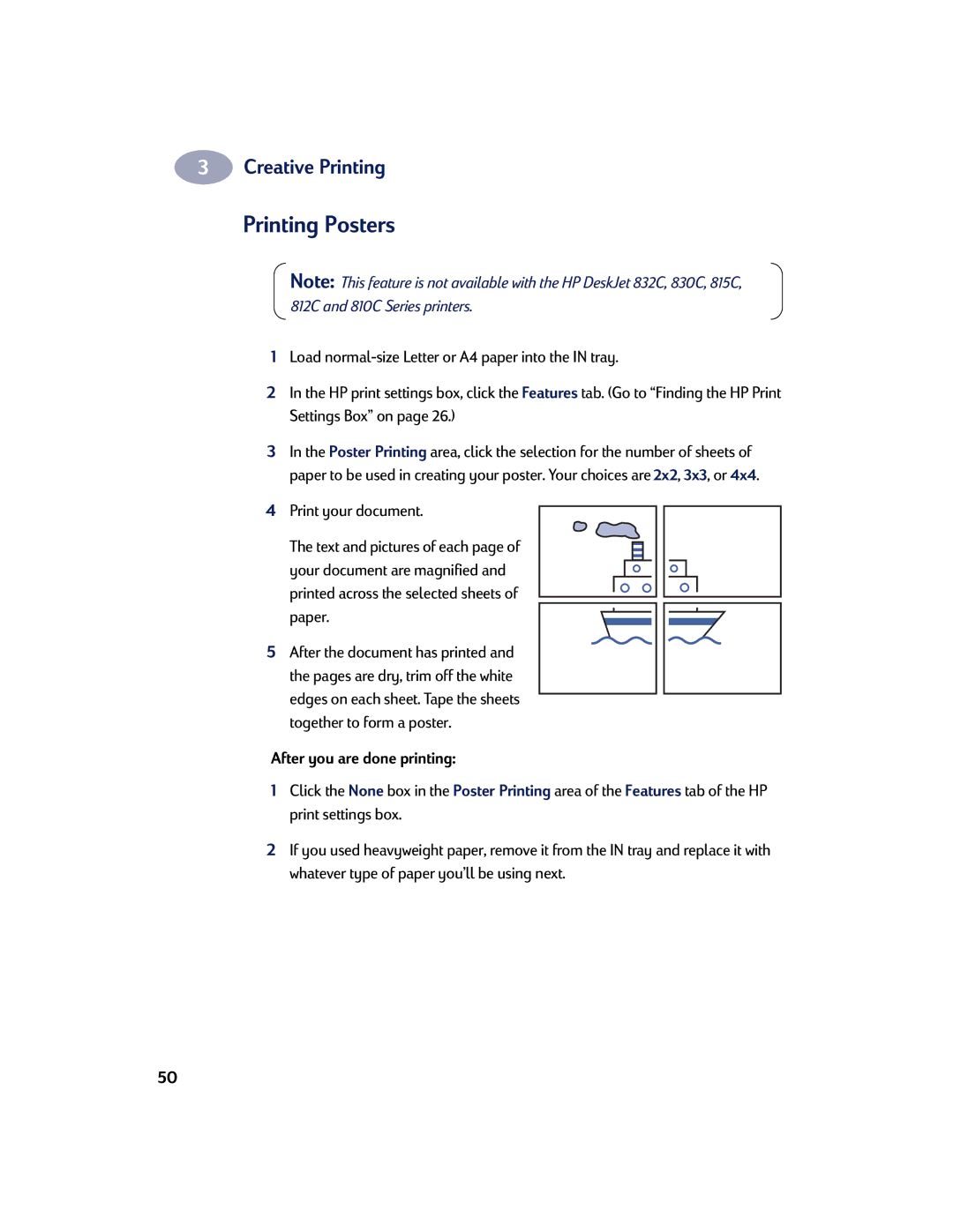 HP 810C, 830C manual Printing Posters 