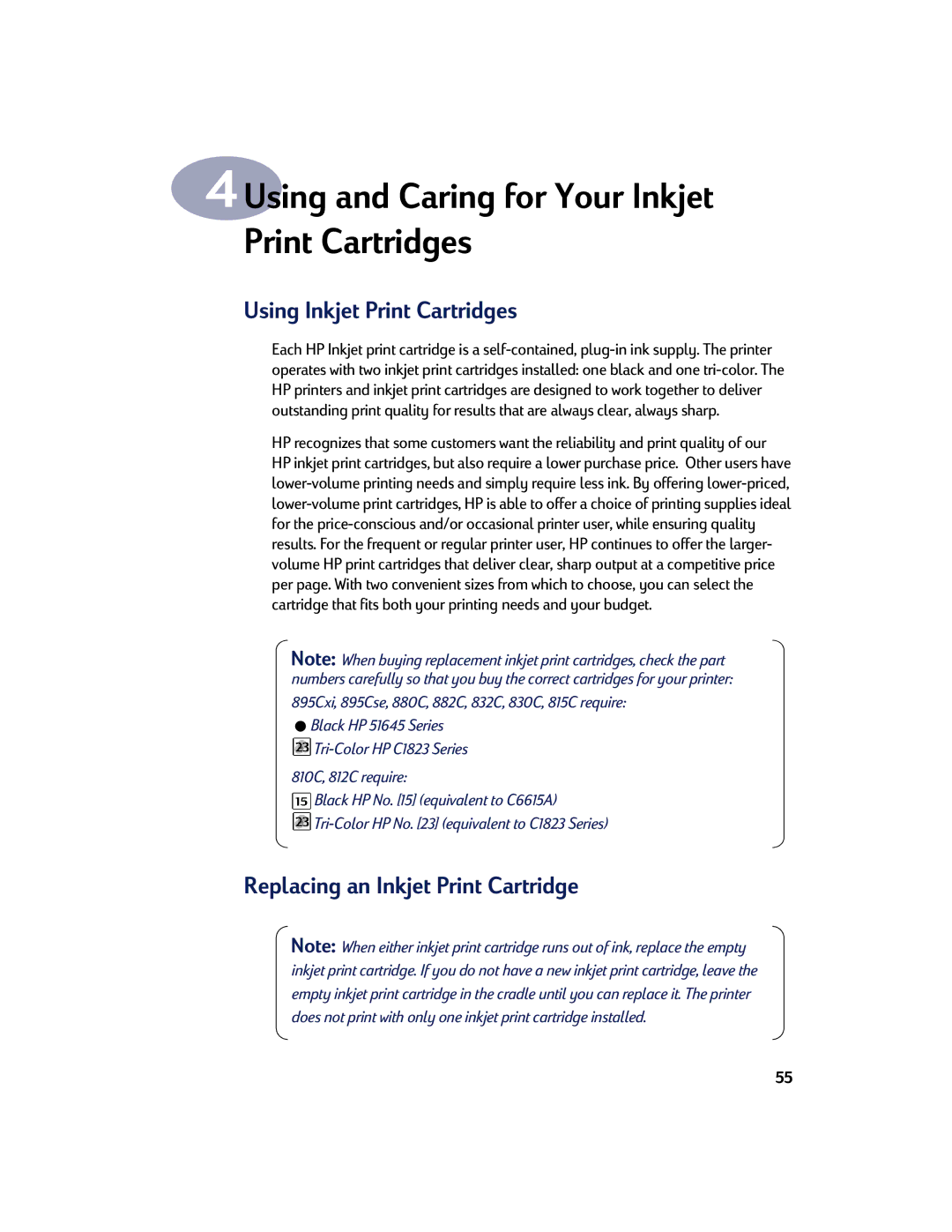 HP 830C, 810C manual Using and Caring for Your Inkjet Print Cartridges, Using Inkjet Print Cartridges 