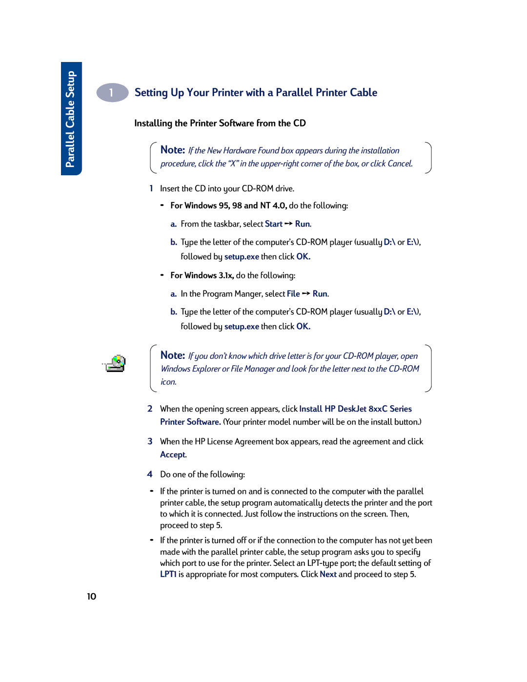 HP 830C, 810C, 880C, 895C manual Installing the Printer Software from the CD, Insert the CD into your CD-ROM drive 