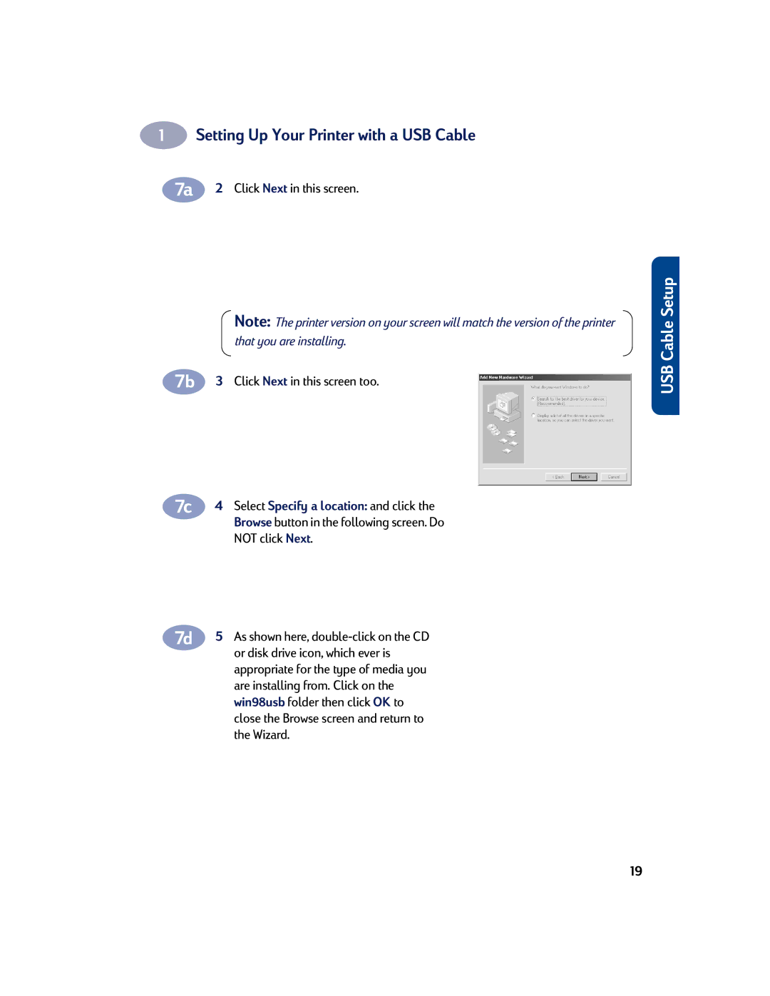 HP 895C, 810C, 880C, 830C manual Setting Up Your Printer with a USB Cable 