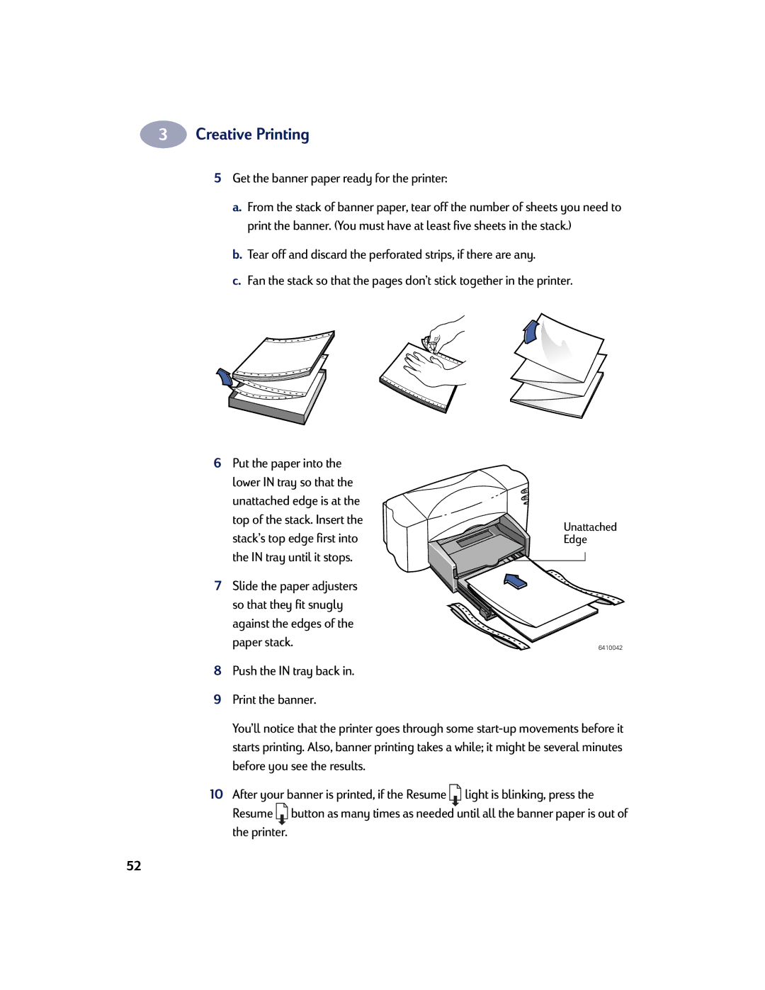 HP 810C, 880C, 830C, 895C manual Get the banner paper ready for the printer, Push the in tray back Print the banner 