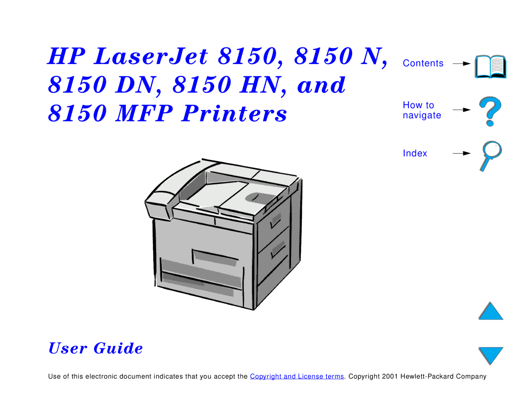 HP 8150 MFP manual HP LaserJet 8150, 8150 N 8150 DN, 8150 HN, MFP Printers, User Guide 