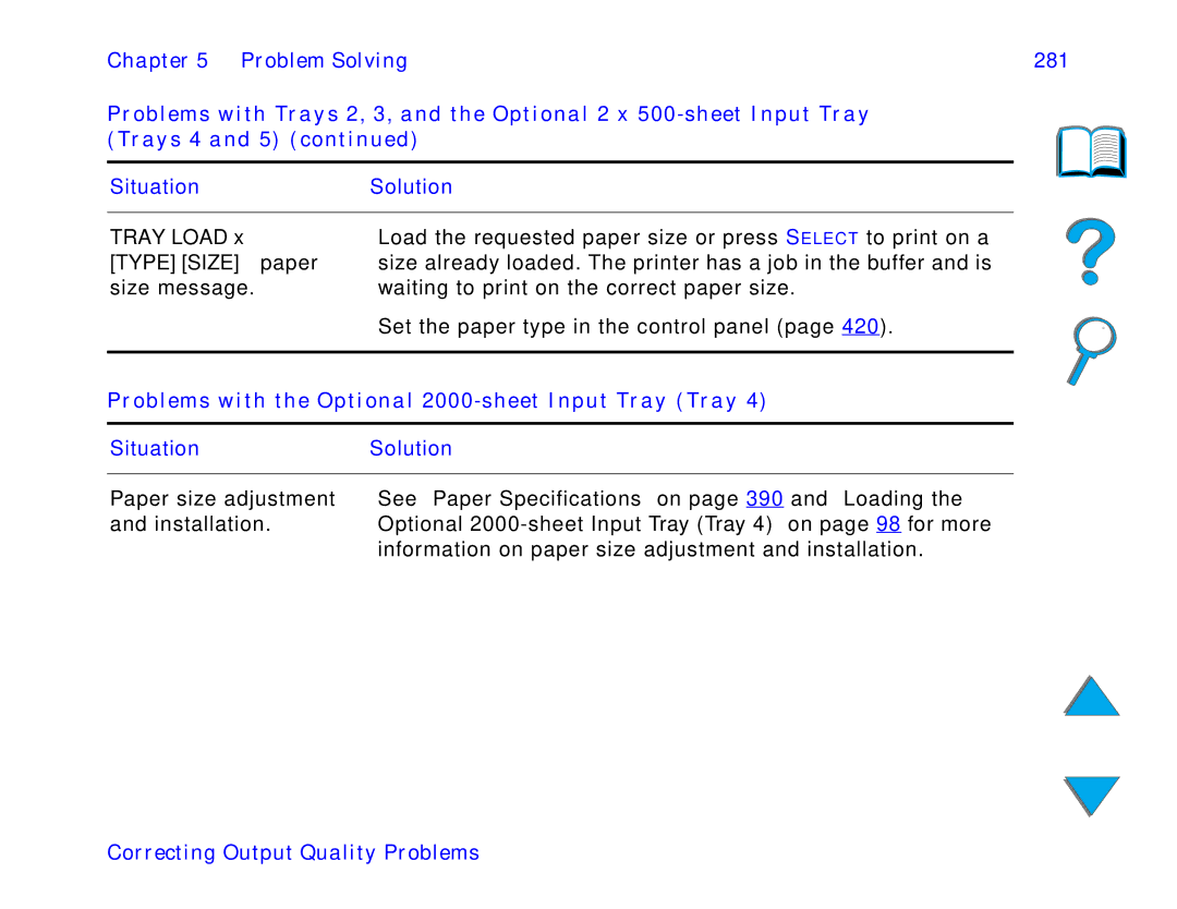 HP 8150 MFP, 8150 N, 8150 DN manual Problems with the Optional 2000-sheet Input Tray Tray 