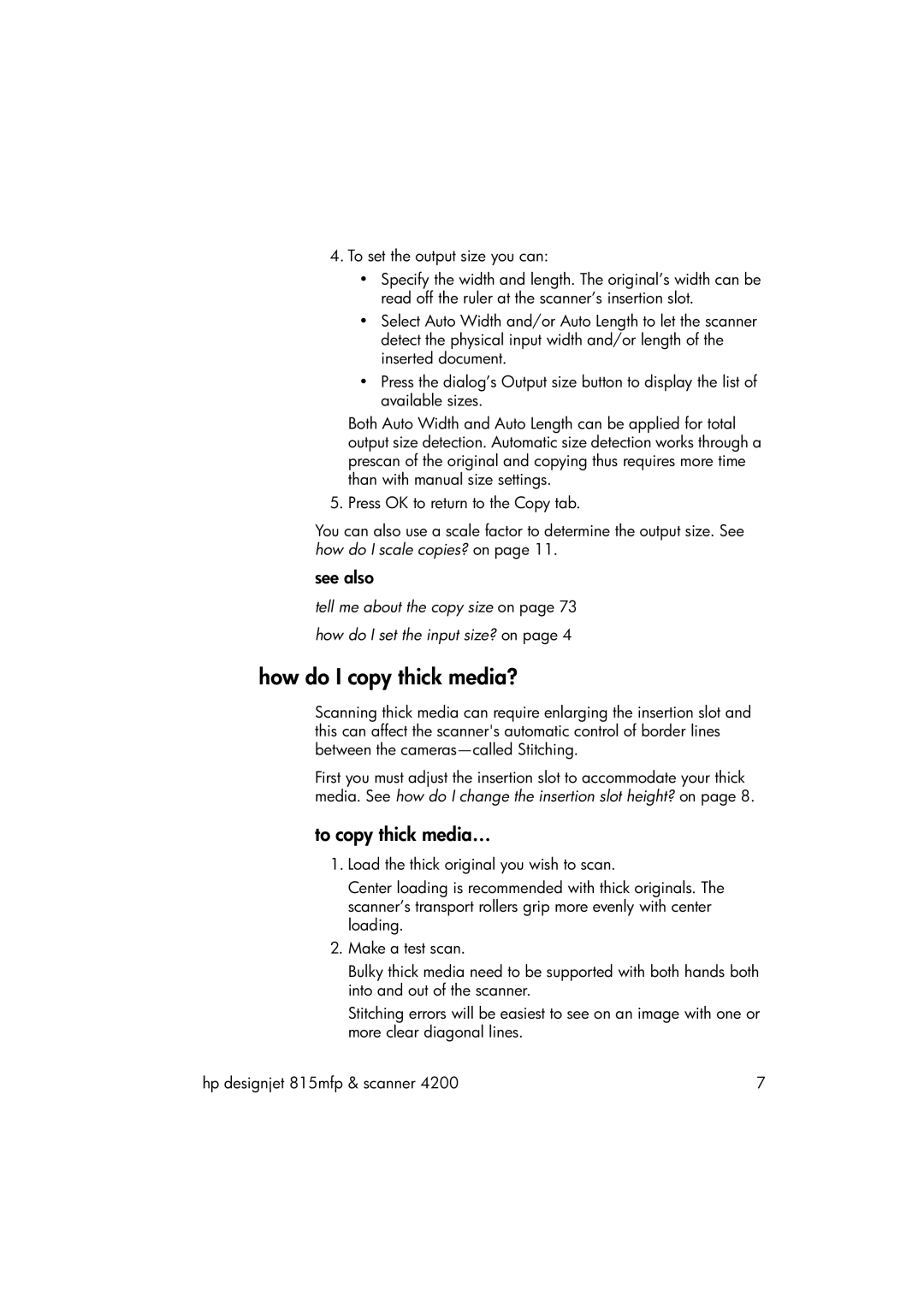 HP 815MFP manual How do I copy thick media?, To copy thick media… 