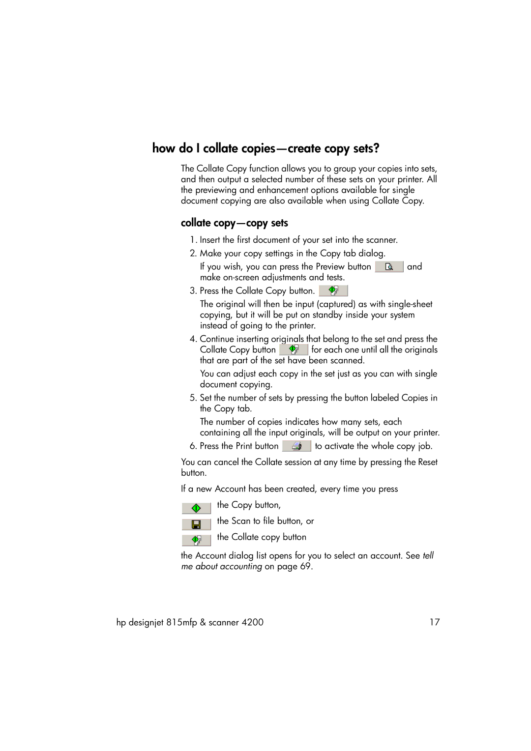 HP 815MFP manual How do I collate copies-create copy sets?, Collate copy-copy sets 