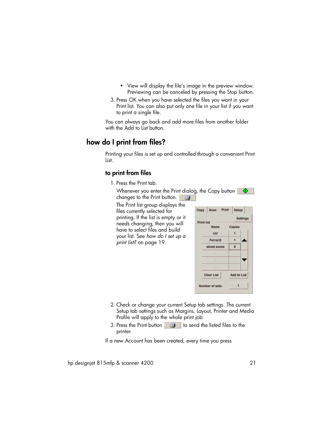 HP 815MFP manual How do I print from files?, To print from files 