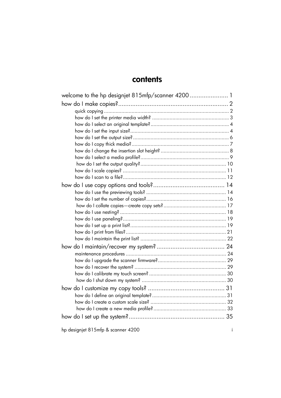 HP 815MFP manual Contents 