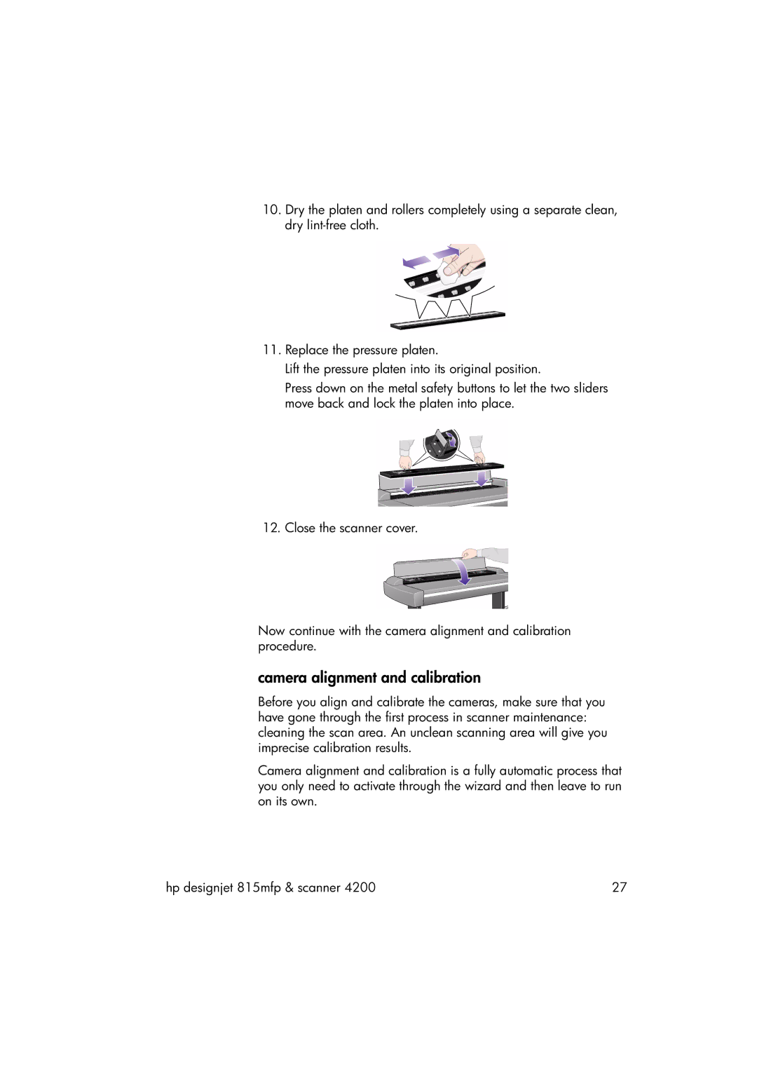 HP 815MFP manual Camera alignment and calibration 