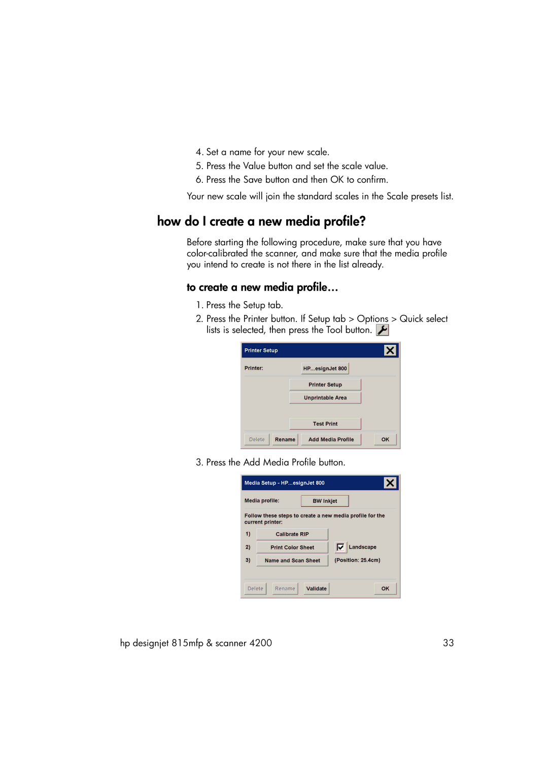 HP 815MFP manual How do I create a new media profile?, To create a new media profile… 