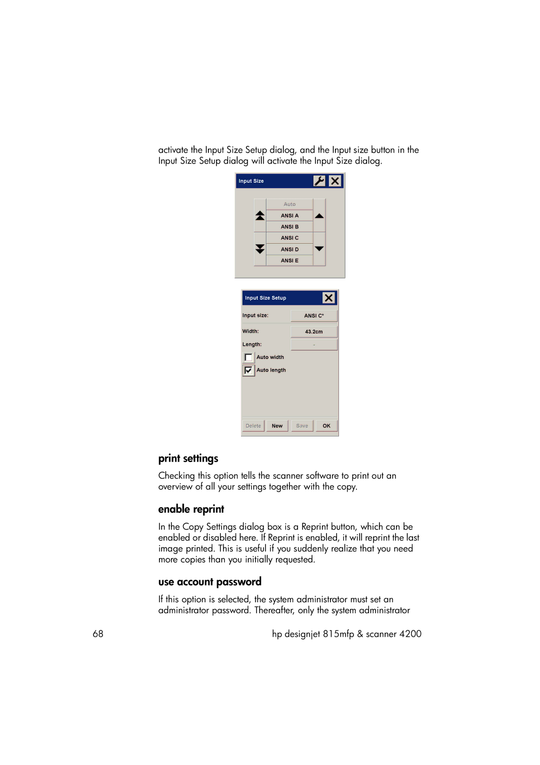 HP 815MFP manual Print settings, Enable reprint, Use account password 