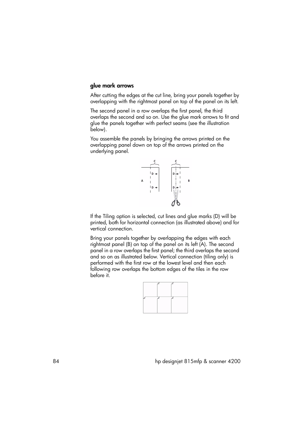 HP 815MFP manual Glue mark arrows 