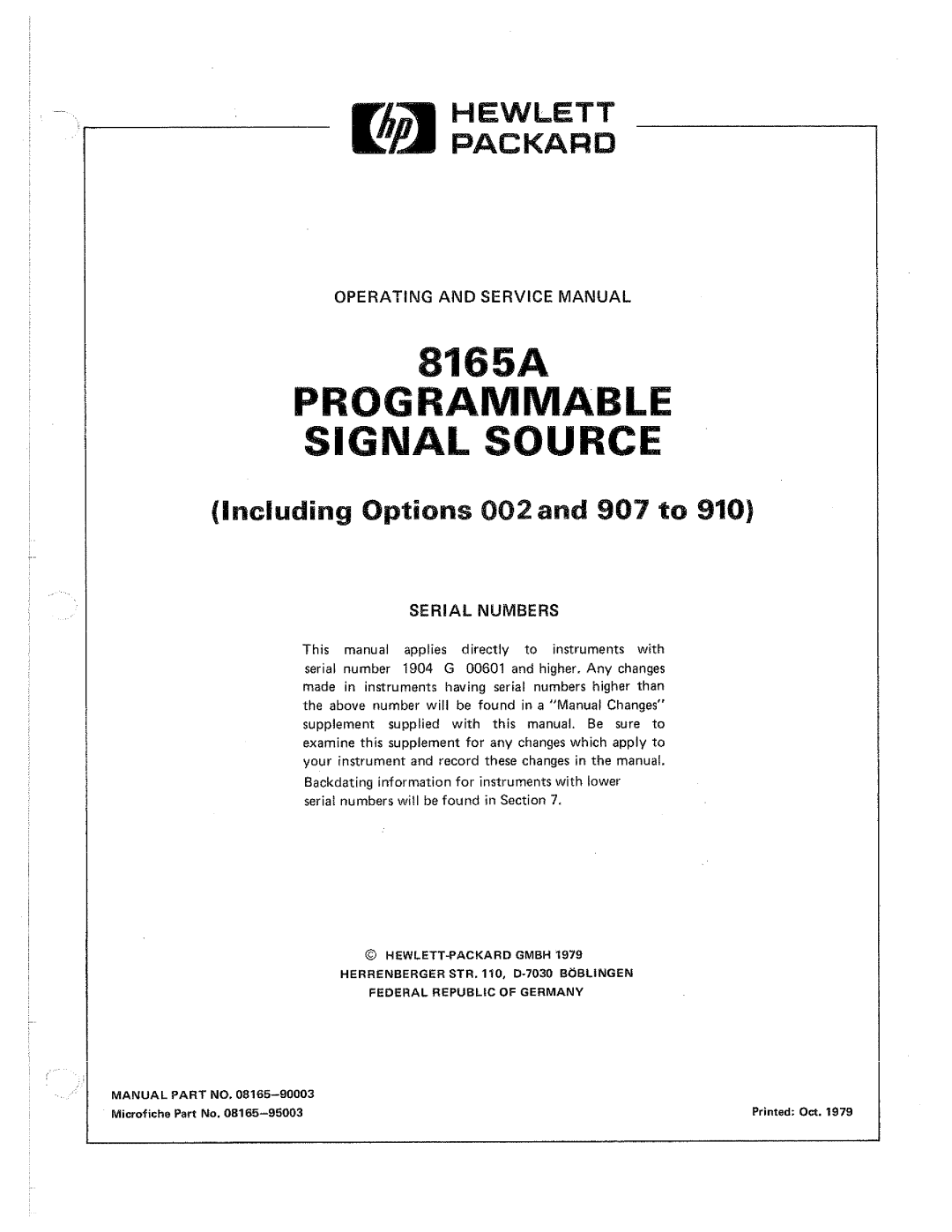 HP 8165A manual 