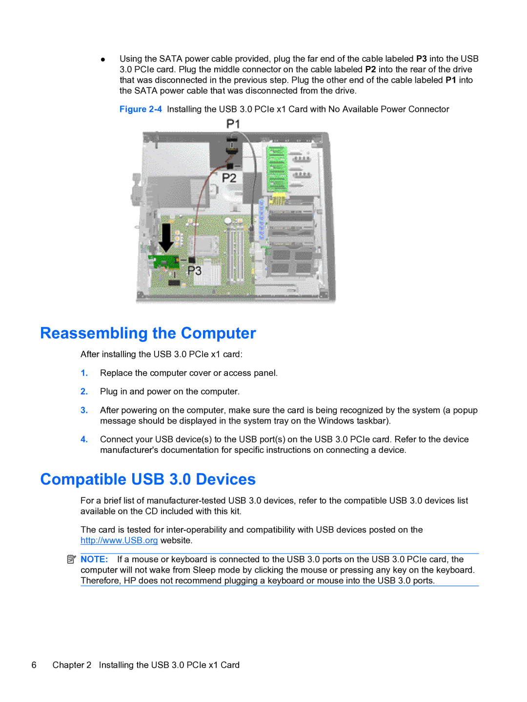 HP 8180 manual Reassembling the Computer, Compatible USB 3.0 Devices 