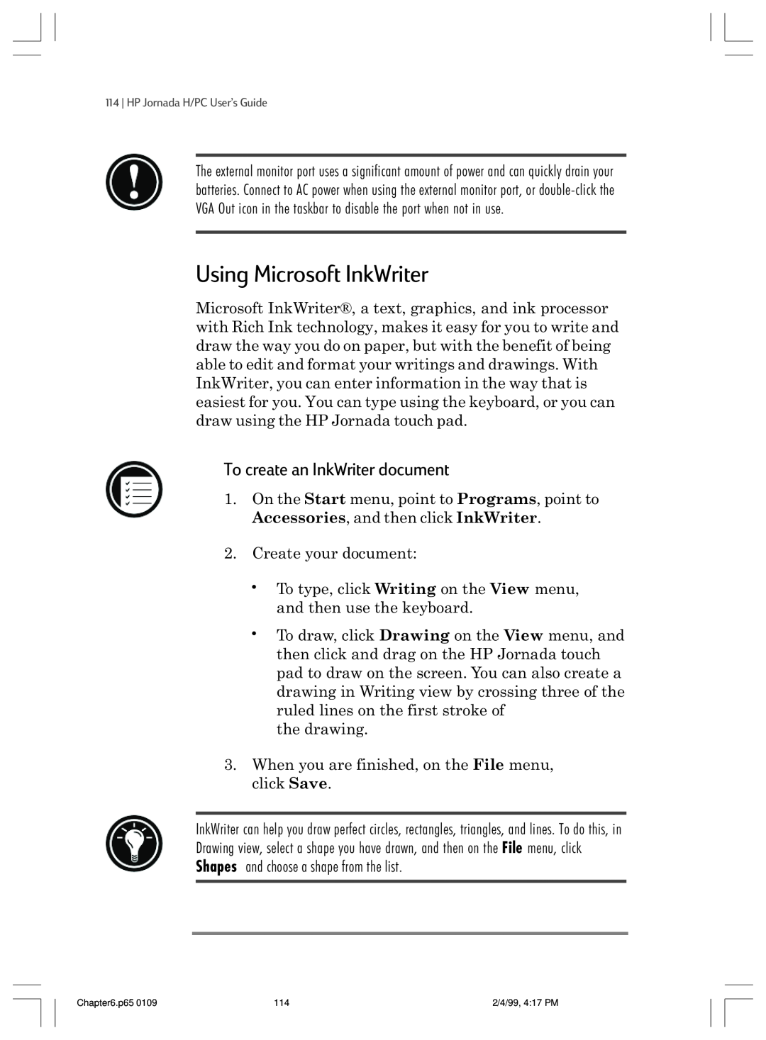 HP 820 E manual Using Microsoft InkWriter, To create an InkWriter document 