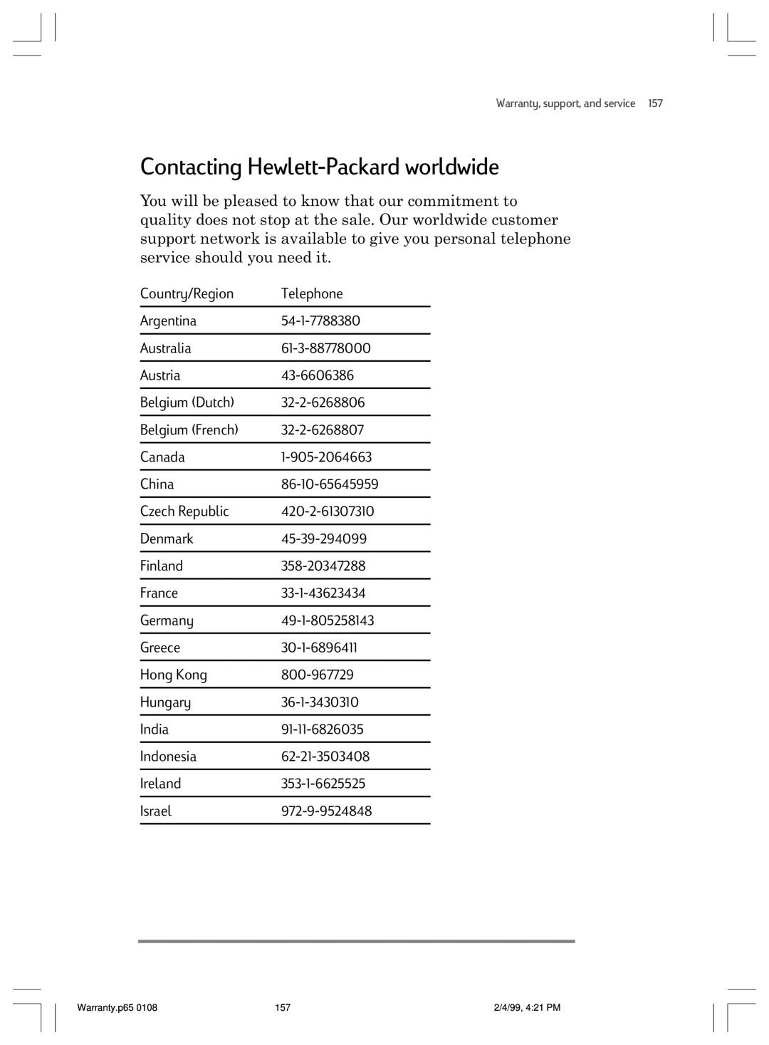 HP 820 E manual Contacting Hewlett-Packard worldwide 