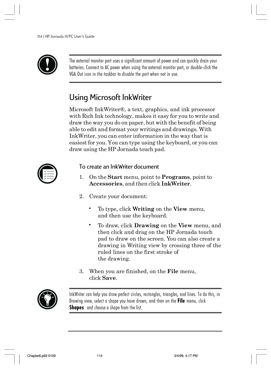 HP 820 manual Using Microsoft InkWriter, To create an InkWriter document 