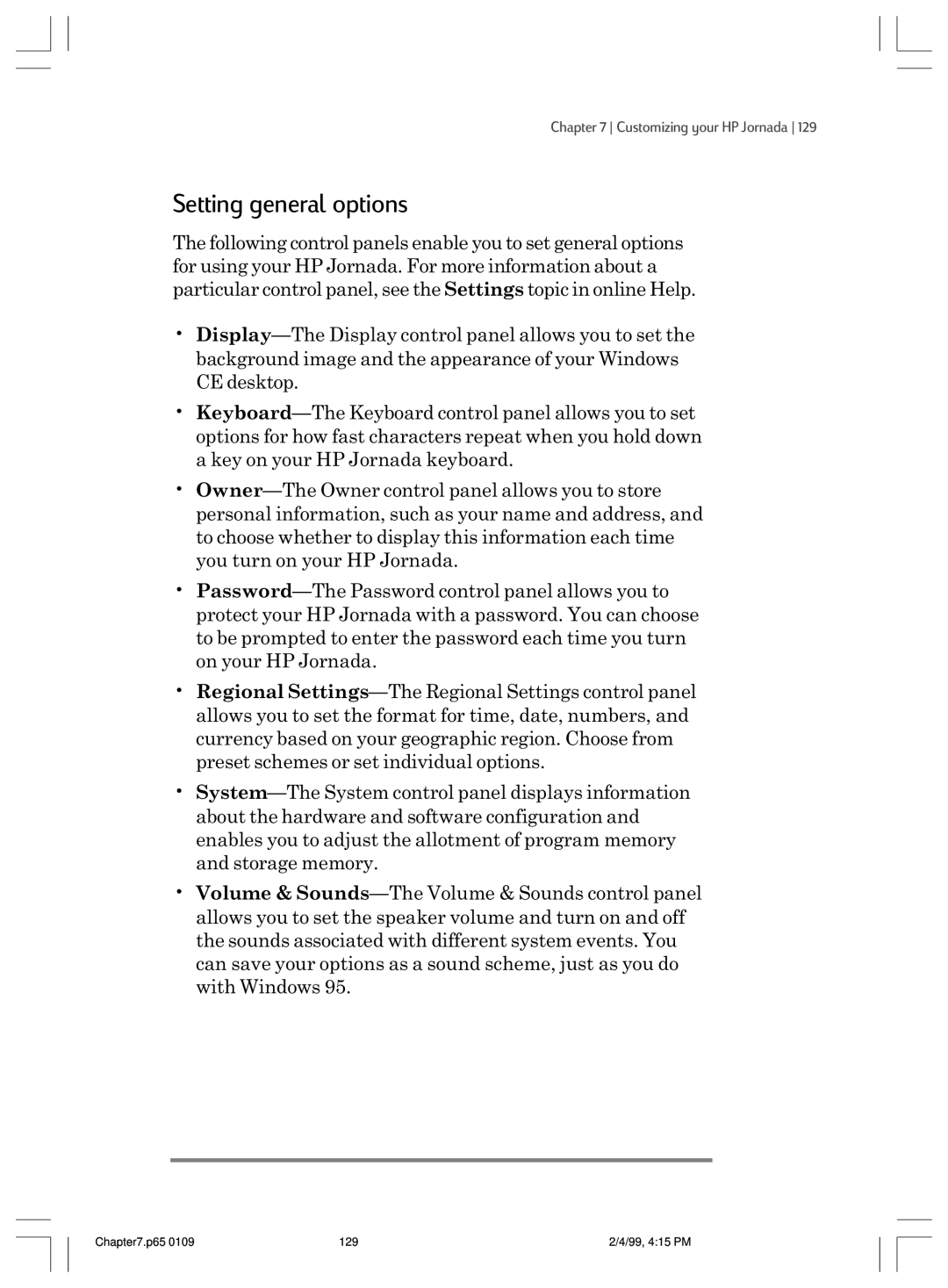 HP 820 manual Setting general options 